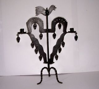 Vintage Wrought Iron Swedish Spinning Candle Floor Chandelier Carousel