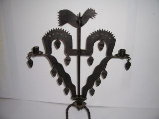 Vintage Wrought Iron Swedish Spinning Candle Floor Chandelier Carousel 3