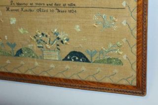 A RARE DATED 1824 PA NEEDLEWORK SAMPLER 