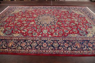 Vintage 9x12 Red Traditional Floral Najafabad Oriental Area Rug Hand - Knotted