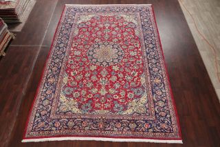 VINTAGE 9x12 RED TRADITIONAL FLORAL NAJAFABAD ORIENTAL AREA RUG HAND - KNOTTED 3