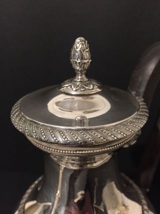 French Solid Silver Empire Coffee Pot c1819 - Rare Rams Head 7