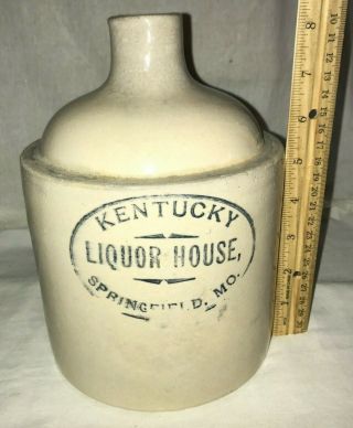 Antique Kentucky Liquor House Springfield Missouri Mo Stoneware Macomb Crock Jug