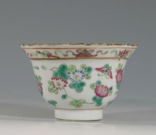 STRAITS CHINESE PERANAKAN FAMILLE ROSE PORCELAIN TEABOWL AND SAUCER L19THC 7