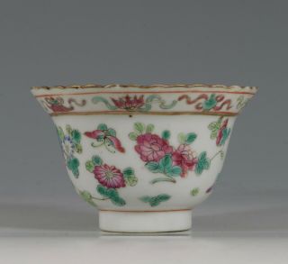 STRAITS CHINESE PERANAKAN FAMILLE ROSE PORCELAIN TEABOWL AND SAUCER L19THC 8