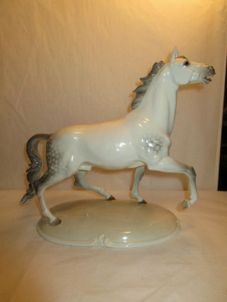Vintage German Nymphenburg Porcelain Stallion Horse Figurine -