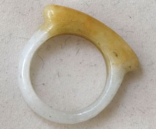 Antique Chinese Untreated/undyed White Jade Ring Size 8 1/4