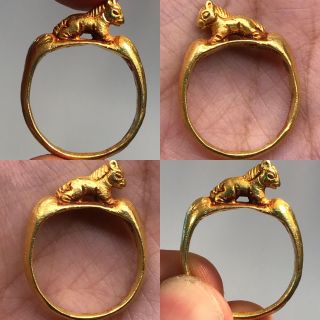 8.  4 Grams Roman Old Rare 22k Karat Gold Wonderful Animal On Top Lovely’s Ring