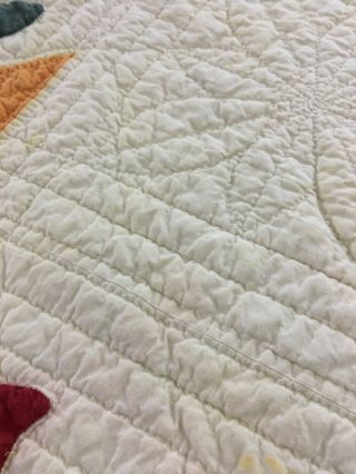 OMG VINTAGE HANDMADE CHEDDAR & RED COLONIAL TULIP QUILT 77 