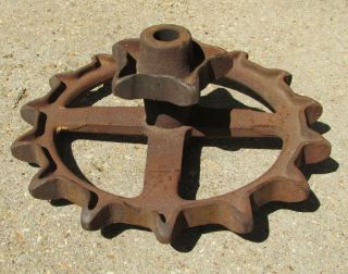 Vintage Ihc Gear Industrial Table Decor Steampunk Farm Cast Iron Rusty Cog Old