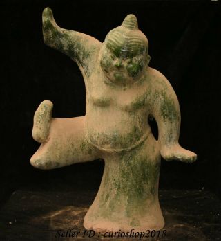 20 " Old Chinese Tang Sancai Pottery Dynasty Handmade People Man Dancing Statue