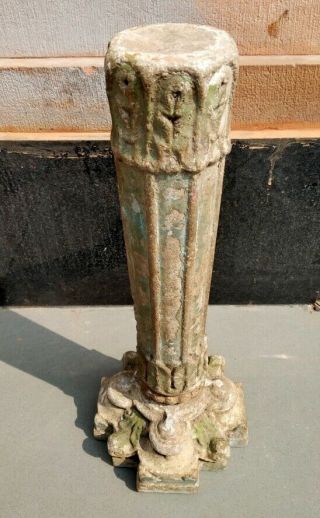 Ancient Hindu Temple Sand Stone Pillar Fine Hand Carved Painted 1700 