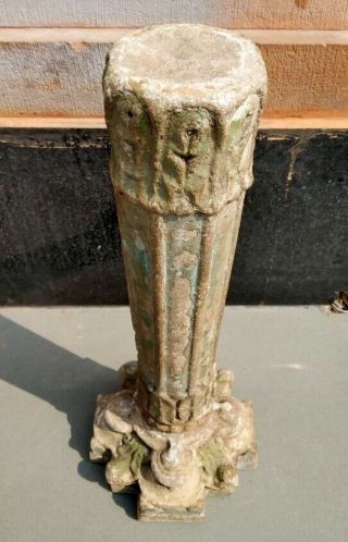 Ancient Hindu Temple Sand Stone Pillar Fine Hand Carved Painted 1700 ' s 3