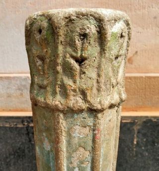 Ancient Hindu Temple Sand Stone Pillar Fine Hand Carved Painted 1700 ' s 4