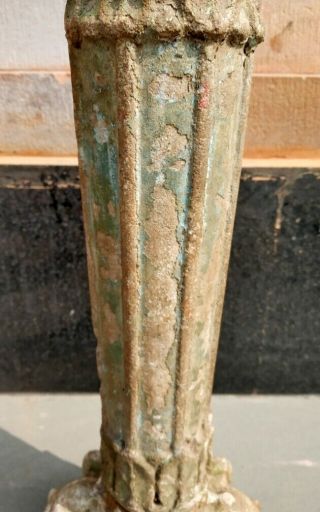 Ancient Hindu Temple Sand Stone Pillar Fine Hand Carved Painted 1700 ' s 5