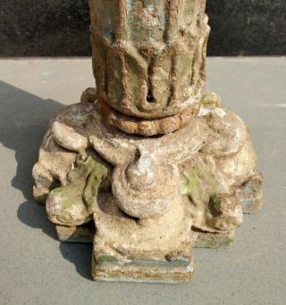 Ancient Hindu Temple Sand Stone Pillar Fine Hand Carved Painted 1700 ' s 6