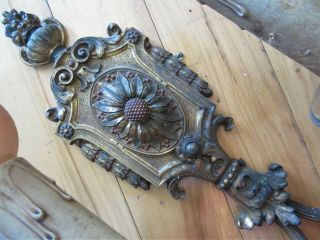 Pair Ornate Victorian Bronze? Light Fixture Brass Wall Sconce Candle Holders Old