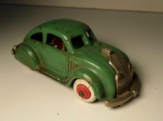 Vintage Hubley Green Chrysler Airflow Cast Iron Nickel Take Apart Car 4.  5 "