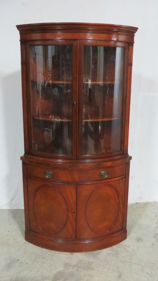 Drexel Bowfront Curved Glass China Cabinet Mahogany