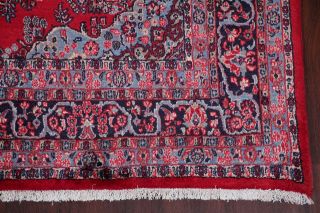 Vintage Hamedan Persian Area Rug 7x11 Hand - Knotted Oriental Wool Red Pink Floral