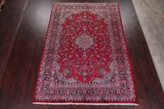 Vintage Hamedan Persian Area Rug 7x11 Hand - Knotted Oriental Wool RED PINK Floral 3