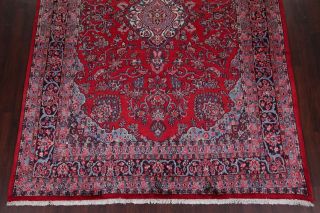 Vintage Hamedan Persian Area Rug 7x11 Hand - Knotted Oriental Wool RED PINK Floral 6