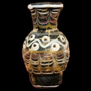 Very Rare Phoenician Mosaic Decorative Glass Bottle 300 Bc (2)