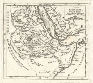 1749 Vaugondy Map Of Abyssinia (ethiopia),  Sudan And The Red Sea