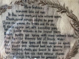 18th C Antique American Folk Art Memorial Death Poem Sampler 1794 Mary Dixon 10