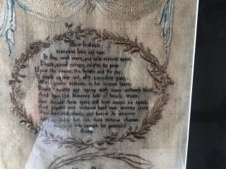18th C Antique American Folk Art Memorial Death Poem Sampler 1794 Mary Dixon 5