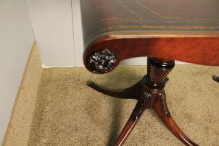 1920 English Regency Style Mahogany Red Leather Top Side Tables / End tables 4