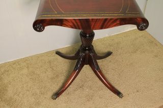 1920 English Regency Style Mahogany Red Leather Top Side Tables / End tables 8