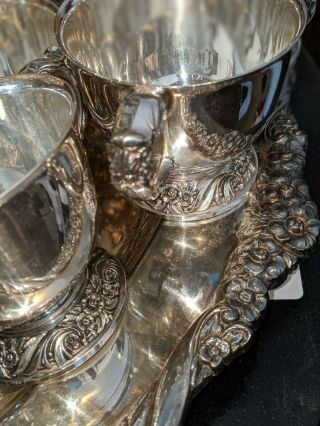 Vintage SilverPlate Punch Bowl Set with 26 Cups,  Ladles and Tray 1847 Rogers Bros 7