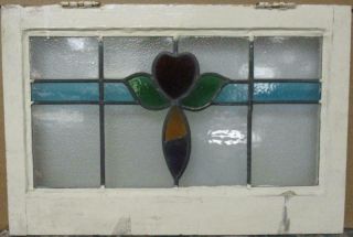 Midsize Old English Leaded Stained Glass Window Colorful Heart & Band 24 " X 16 "