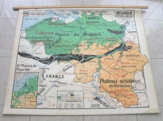 Vidal Lablache Vintage School Map.  No.  25 Belgium.  (1mx 1m20).