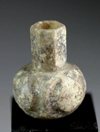 SC RARE ISLAMIC WHEEL - CUT GLASS BOTTLE,  ANCIENT NEAR EAST,  c.  8th cent AD 2