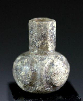 SC RARE ISLAMIC WHEEL - CUT GLASS BOTTLE,  ANCIENT NEAR EAST,  c.  8th cent AD 3