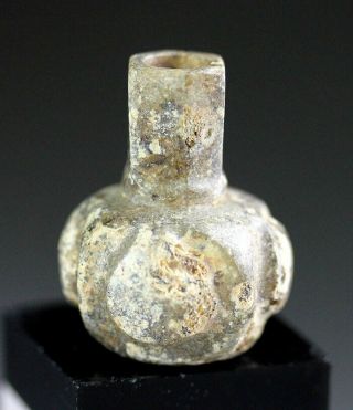 SC RARE ISLAMIC WHEEL - CUT GLASS BOTTLE,  ANCIENT NEAR EAST,  c.  8th cent AD 4