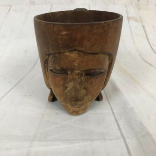 Carved Wooden Mug Vintage Tiki Cup 2