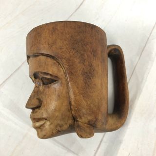 Carved Wooden Mug Vintage Tiki Cup 3