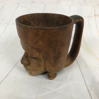 Carved Wooden Mug Vintage Tiki Cup 8