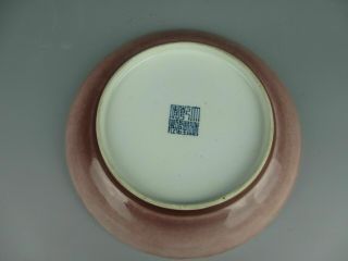 Chinese procelain red plate Daqing Qianlong Years mark 9