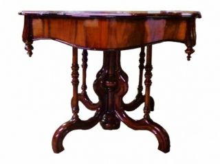 English 1940s Edwardian Style Carved Mahogany Center Table