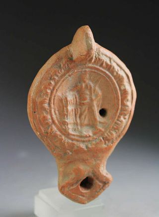 Sc Huge Roman Terracotta Pottery Oil Lamp,  Ca.  3rd.  - 4th.  Century Ad