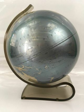 Vintage Denmark Danish Modern World Globe Scanglobe Resin Clear Stand Rare