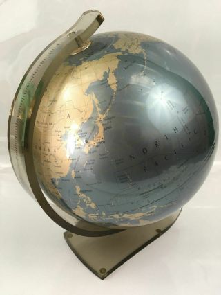 Vintage Denmark Danish Modern World Globe Scanglobe Resin Clear Stand RARE 5