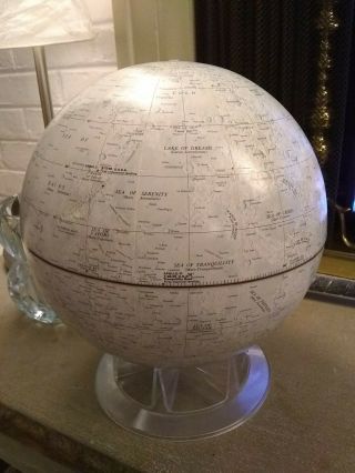 Vintage Replogle 12” Diameter Lunar Globe Stand Shows Early Moon Landings NASA 3