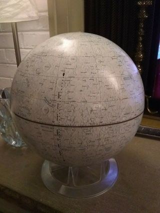 Vintage Replogle 12” Diameter Lunar Globe Stand Shows Early Moon Landings NASA 4