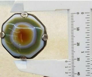 WOW Huge Old Antique Silver Ring With Evil Eyes Powerful Protection Agate Stone 7