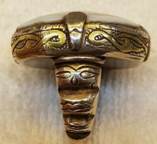 WOW Huge Old Antique Silver Ring With Evil Eyes Powerful Protection Agate Stone 8